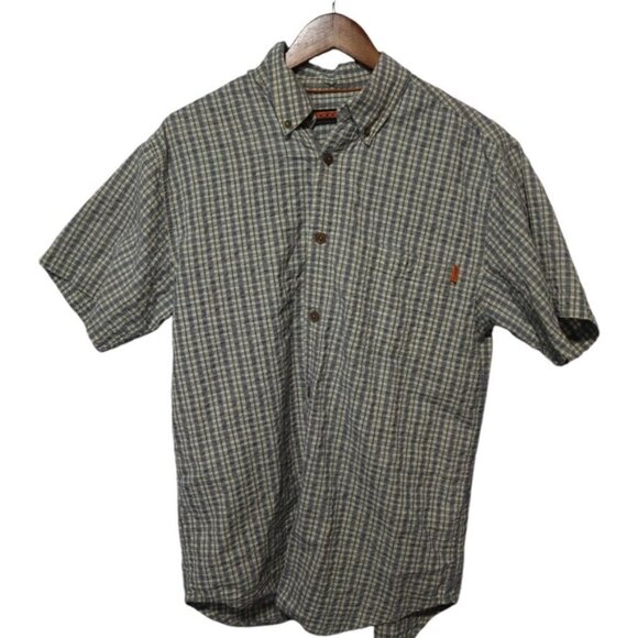 Oobe Cream/Blue Plaid Shirt Size Medium - Picture 1 of 6